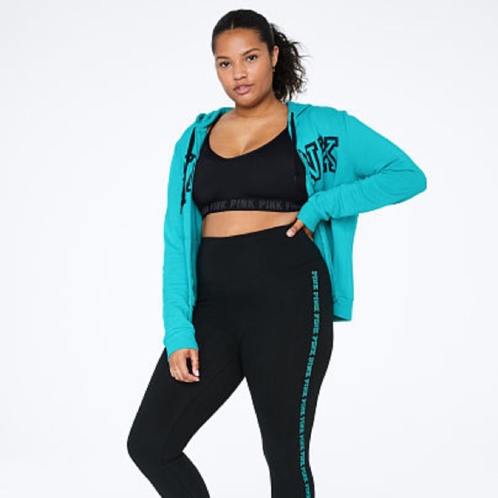 💕VS PINK TURQUOISE & BLACK LOGO FULL ZIP HOODIE - Picture 9 of 11